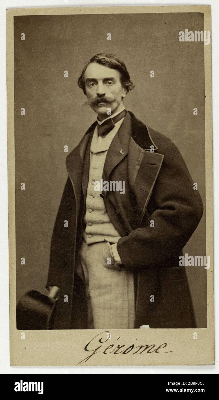 Porträt von Jean-Léon Gérôme (1824-1904/05) (Maler) Portrait de Jean-Léon Gérôme (1824-1904/05), Peintre. Carte de visite (recto). Photographie anonyme. Tirage sur Papier Albuminé. 1870-1890. Paris, musée Carnavalet. Stockfoto