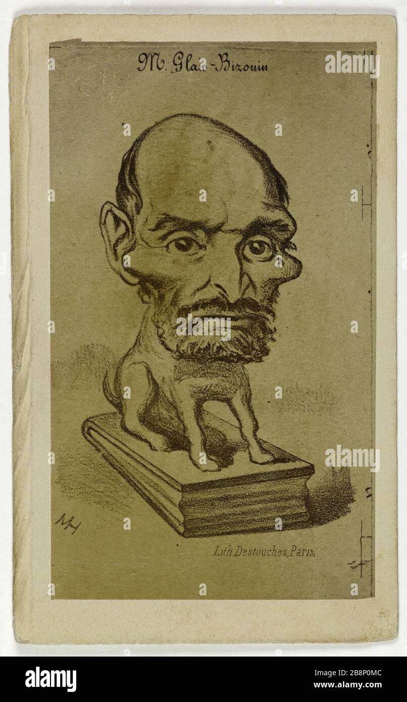 Cartoon Glais-Bizoin Alexander Oliver (1800-1877), (Politiker) Karikatur de Glais-Bizoin Alexandre-Olivier (1800-1877), homme politique. Carte de visite (recto). Photographie anonyme. Tirage sur Papier Albuminé. 1860-1890. Paris, musée Carnavalet. Stockfoto