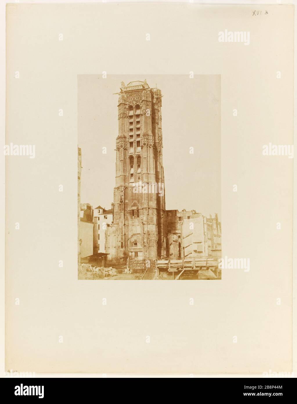 Tour Saint-Jacques-la-Boucherie Tour Saint-Jacques-La-Boucherie. Photographie de Jean-Louis Henri Le Secq des Tournelles, dit Henri Le Secq (1818-1882). Papier salé. 1847-1857. Paris, musée Carnavalet. Stockfoto