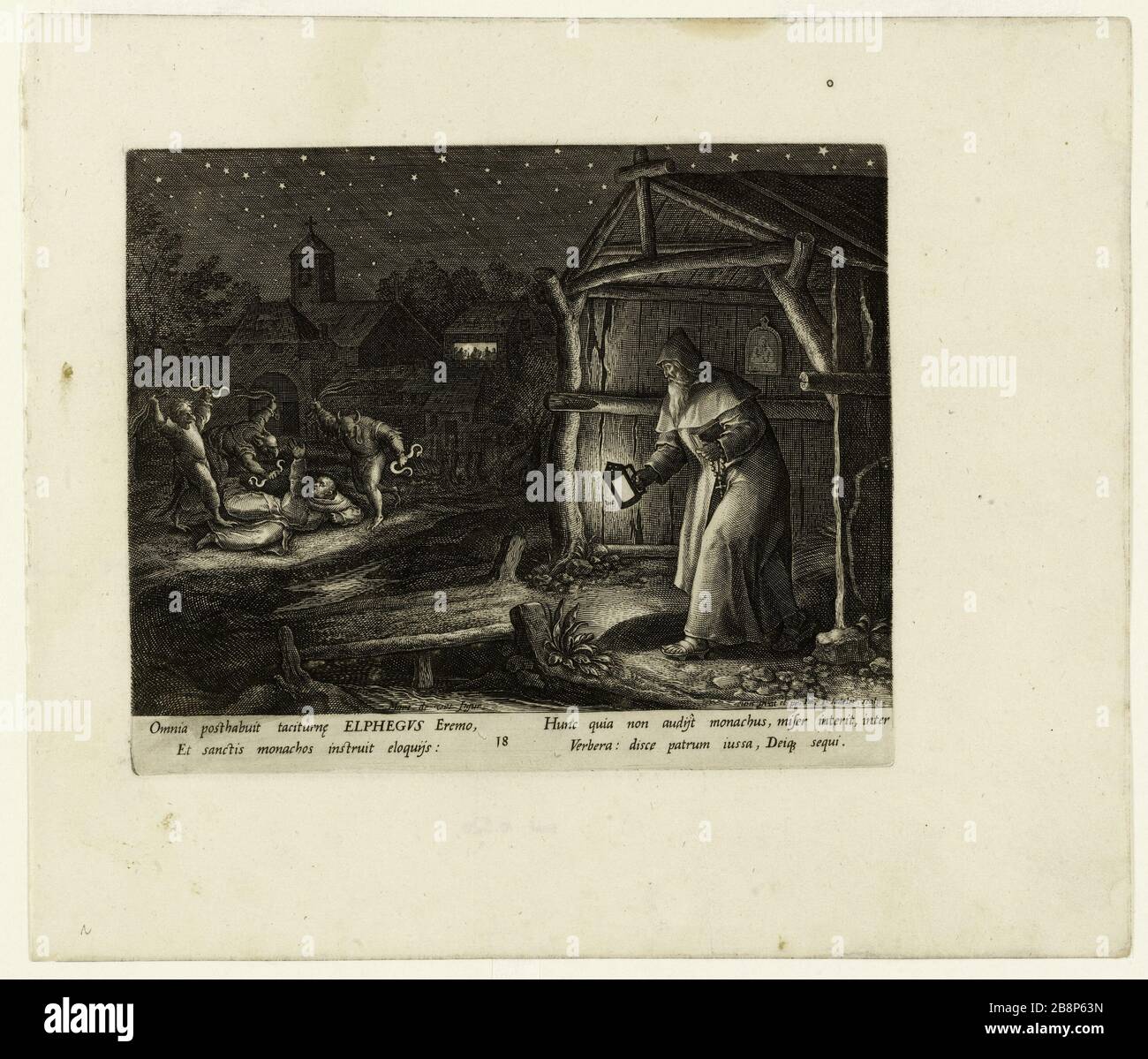 Elphegus nach Martin de vos Jan Sadeler (1550-1600). "Elphegus" d'après Martin de vos. Burin. XVIIe siècle. Musée des Beaux-Arts de la Ville de Paris, Petit Palais. Stockfoto