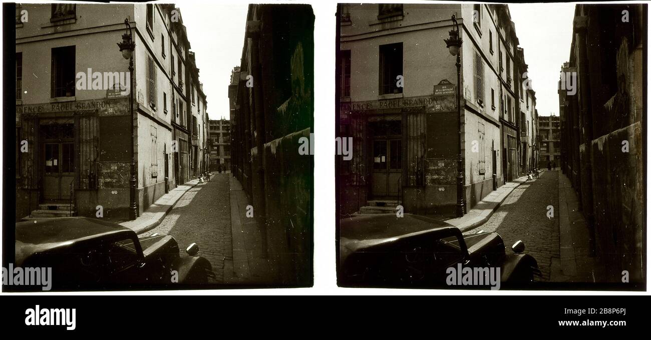RUE de LA MONTAGNE Sainte-GENEVIEVE, 5. BEZIRK Rue de la Montagne-Sainte-Geneviève, 5. ème, Bezirk. 1926-1936. Photographie anonyme. Paris, musée Carnavalet. Stockfoto