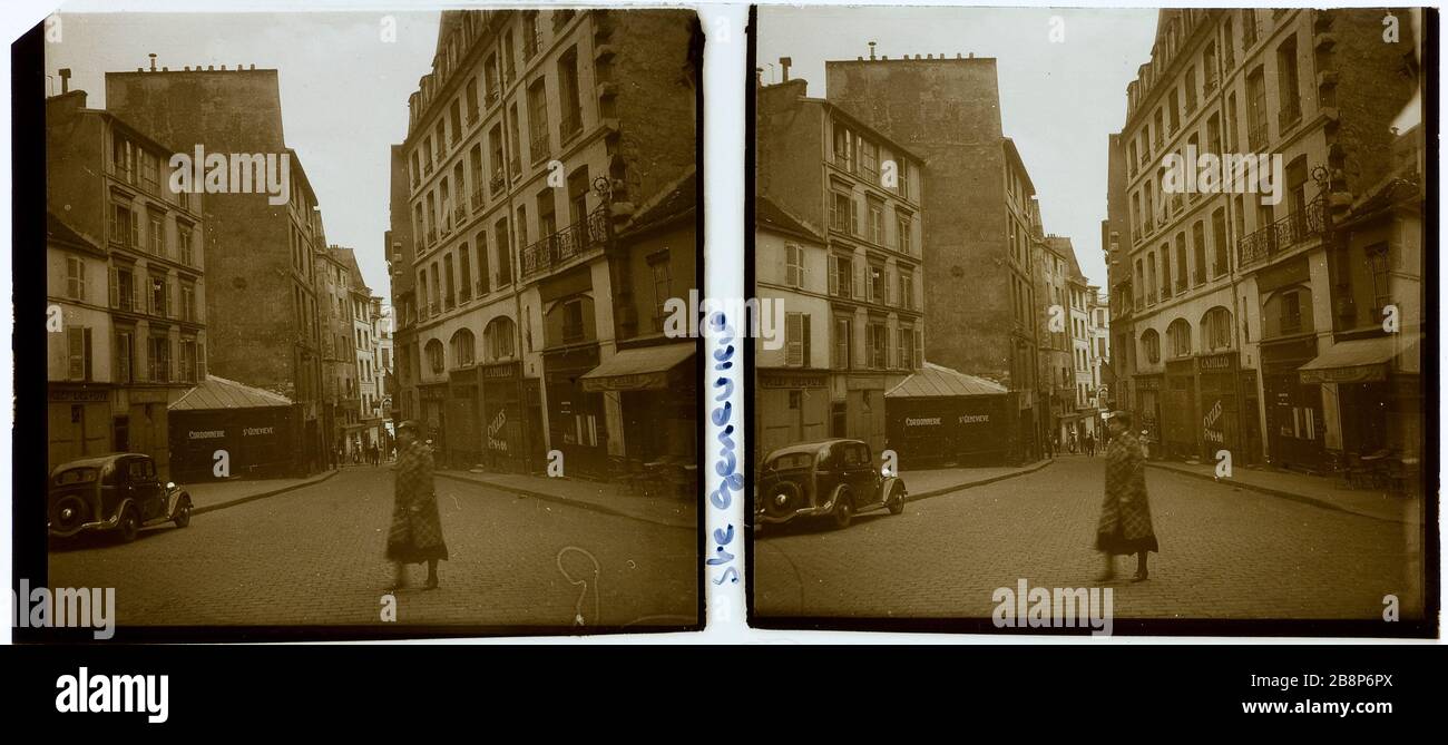 RUE de LA MONTAGNE SAINT-GENEVIEVE, 5. BEZIRK Rue de la Montagne-Sainte-Geneviève, 5 ème, Bezirk. 1926-1936. Photographie anonyme. Paris, musée Carnavalet. Stockfoto