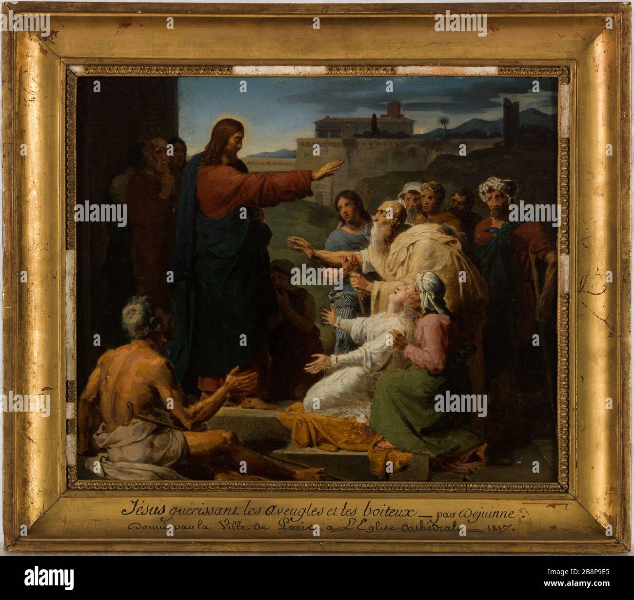 Skizze für die ehemalige Kirche St. Vincent de Paul: Jesus heilt blinde und lame François-Louis Dejuinne ( (1786-1844). "Esquisse pour l'ancienne église Saint-Vincent-de-Paul: Jésus guérissant les aveugles et les boiteux". Huile sur bois. Im Jahr 1817. Musée des Beaux-Arts de la Ville de Paris, Petit Palais. Stockfoto