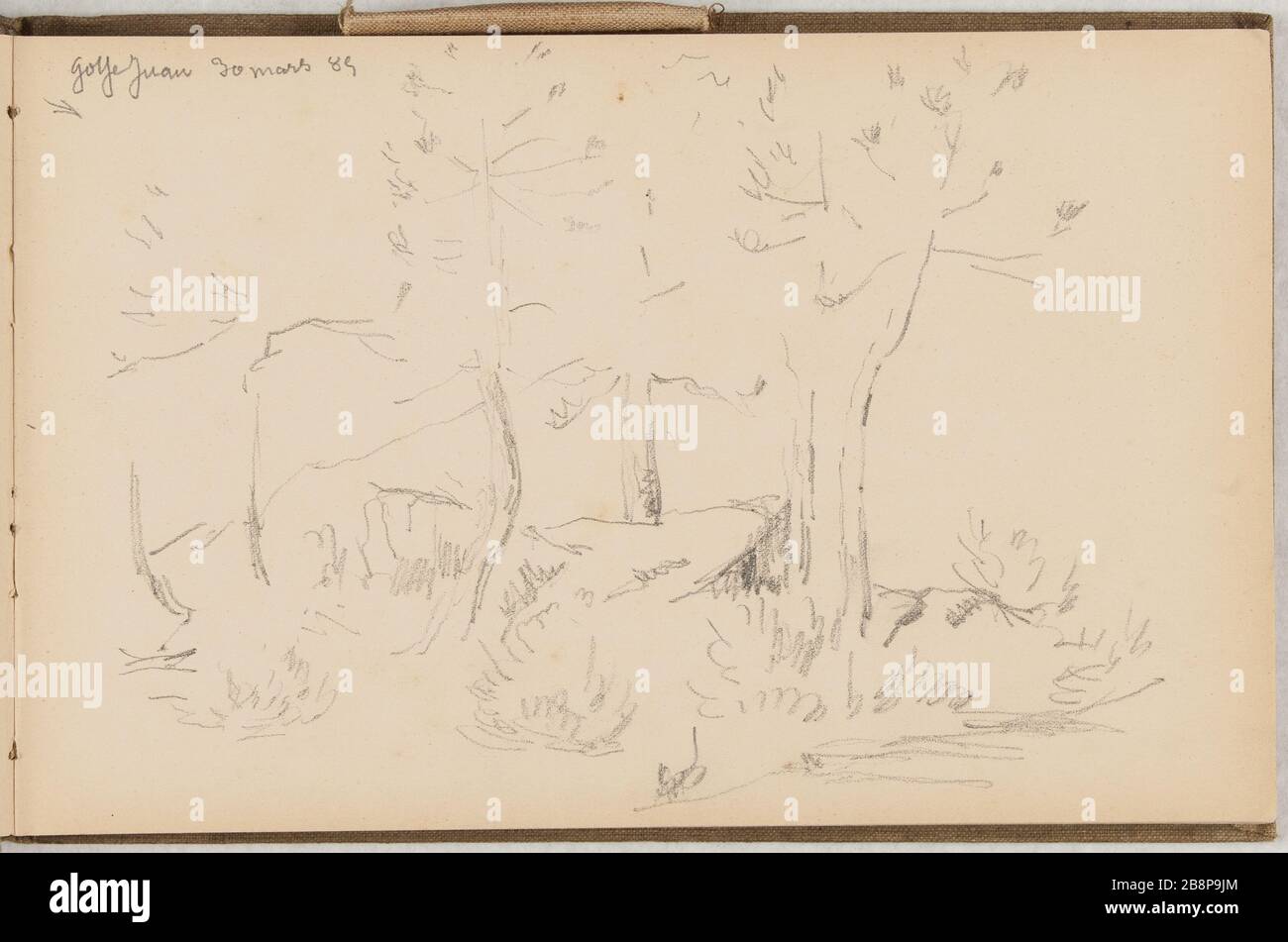 R.M 1885. Golfe Juan Golfe Juan 30 85 mars (3 ème Seite) René Marjolin (1812-1895). Golfe Juan, Gemeinde Vallauris (Alpes-Maritimes). 30 mars 1885 (3 ème Seite). Krebse. 1885. Paris, musée de la Vie romantique. Stockfoto