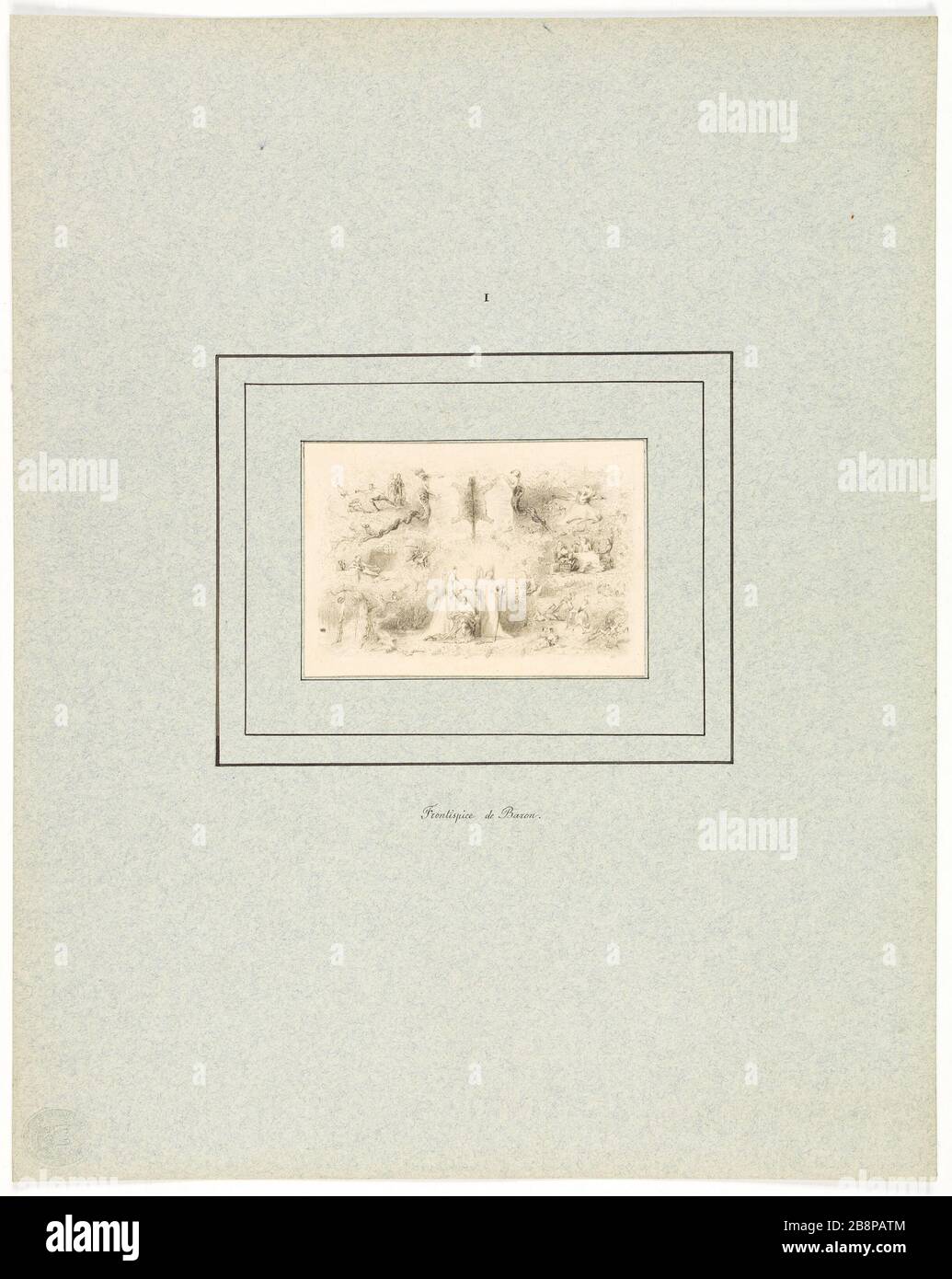 Frontispiz Baron (Plate I) Henri-Charles Baron (1816-1885). La Peau de chagrin pour l'édition Delloye et Lecou (1838). "Frontispice de Baron" (Planche I). Dessin à la Mine de plomb. Im Jahre 182. Paris, Maison de Balzac. Stockfoto