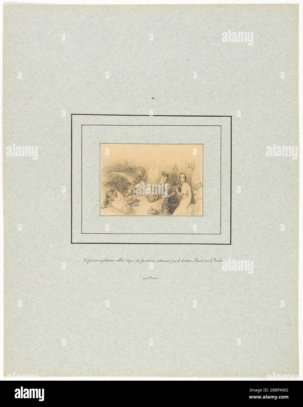 Es war ein mysteriöser Sabbat ... (Plate IV) Henri-Charles Baron (1816-1885). La Peau de chagrin pour l'édition Delloye et Lecou (1838). "CE fut un mystérieux sabbat…" (planche IV). Illustration de l'oeuvre d'Honoré de Balzac (99-1850). Dessin à la Mine de plomb et légers Réhuts au blanc de plomb. Im Jahre 182. Paris, Maison de Balzac. Stockfoto