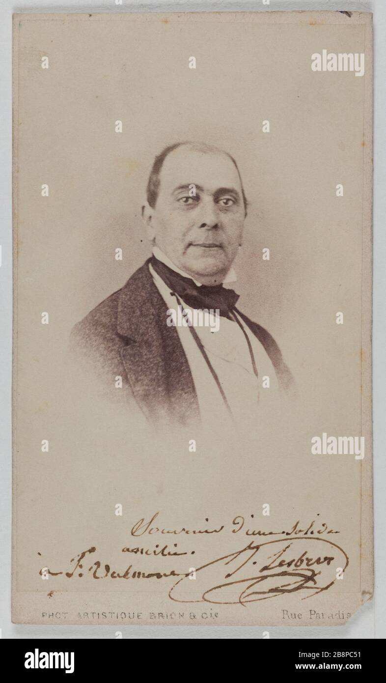 Porträt von Lesbros Jules (Sänger, Theaterdirektor) Portrait de Julien Lesbros, Chanteur, Directeur théâtral. Carte de visite (recto). Tirage sur Papier Albuminé. Photographie de Brion & Cie. 1860-1890. Paris, musée Carnavalet. Stockfoto