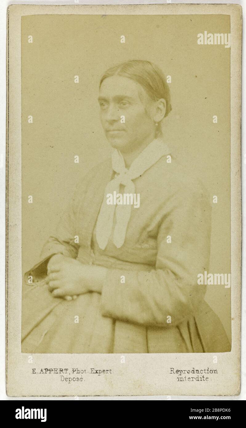 Porträt von Lina Mossy, Mitglied der Kommune im Jahr 1871. Portrait de Lina Moussu, membre de la Commune en 1871. Photographie d'Ernest Charles Appert (1830-1890). Tirage sur Papier albuminé, 1871. Paris, musée Carnavalet. Stockfoto