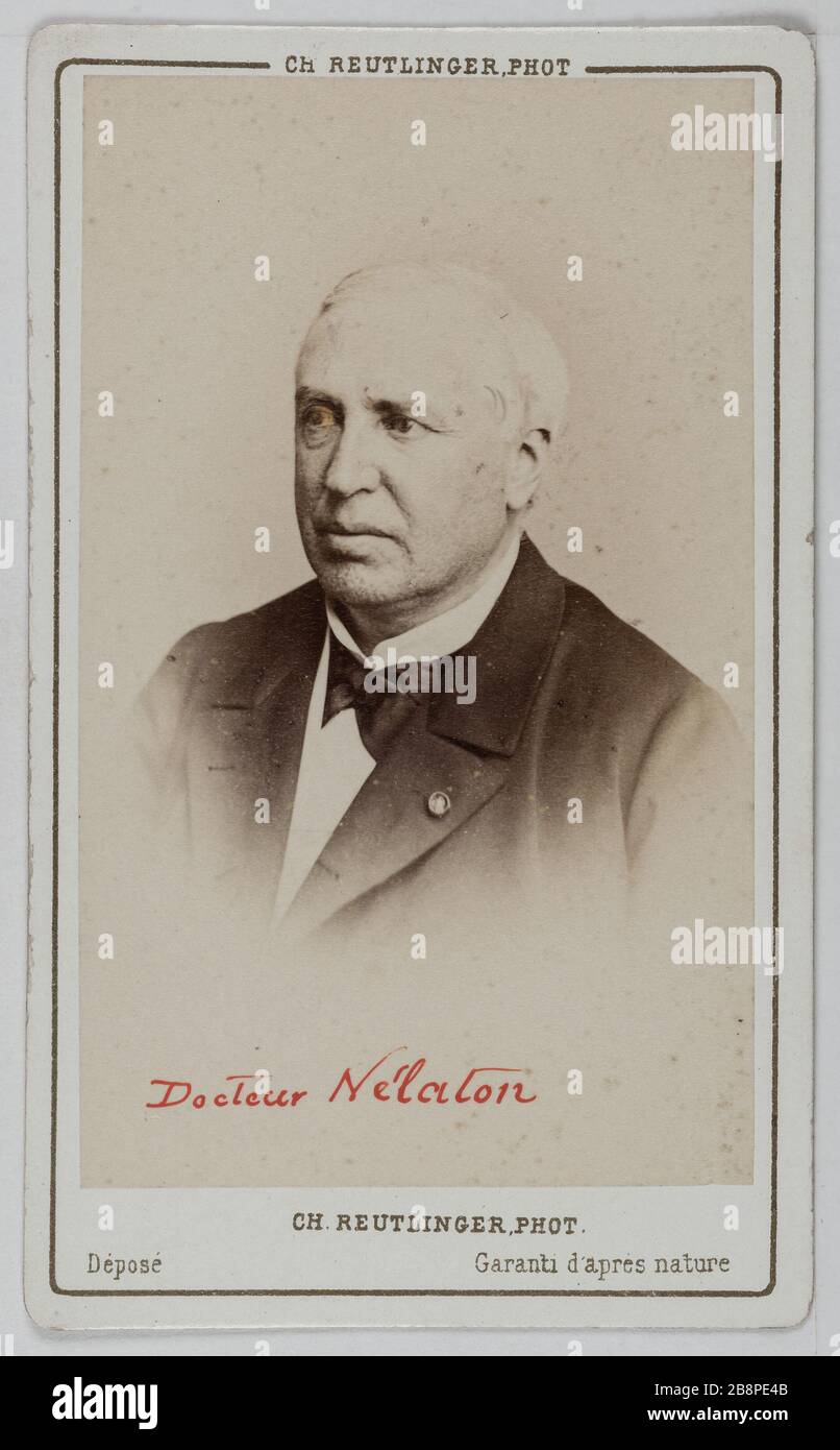 Porträt von August Nelaton (1807-1873), Chirurg. Portrait d'Auguste Nélaton (1807-1873), Chirurgien. Carte de visite (recto). Photographie de Charles Reutlinger (1816-1880). Tirage sur Papier Albuminé. 1860-1890. Paris, musée Carnavalet. Stockfoto
