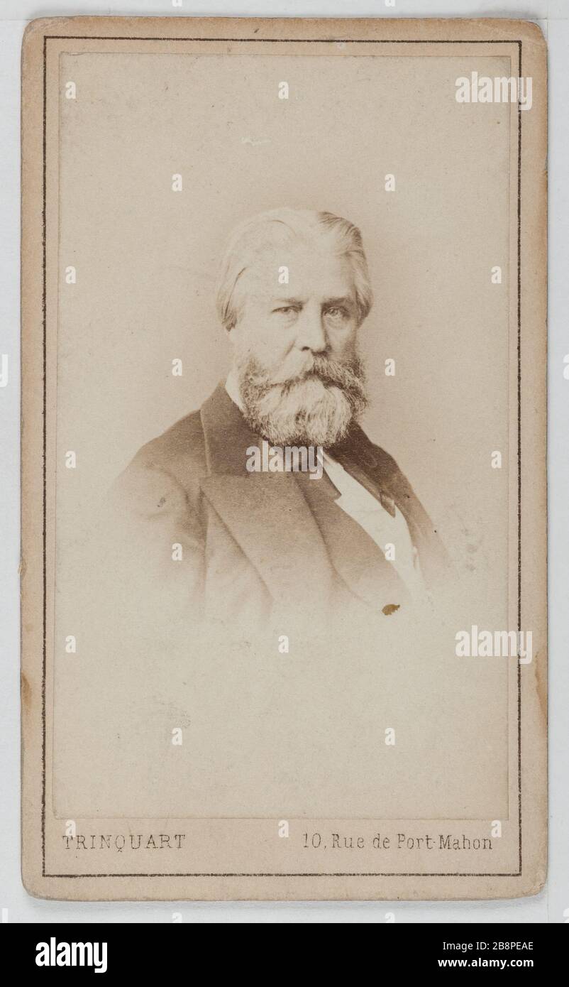 Porträt von Graf Alfred Emilien Van Nieuwerkerke O'Hara (211-1892), Bildhauer und Superintendent der schönen Künste Antoine René Trinquart. Portrait du Comte Alfred Émilien O'Hara van Nieuwerkerke (1811-1892), sculpteur et surintendant des Beaux-arts Carte de visite (recto). Tirage sur Papier Albuminé. 1860-1890. Paris, musée Carnavalet. Stockfoto