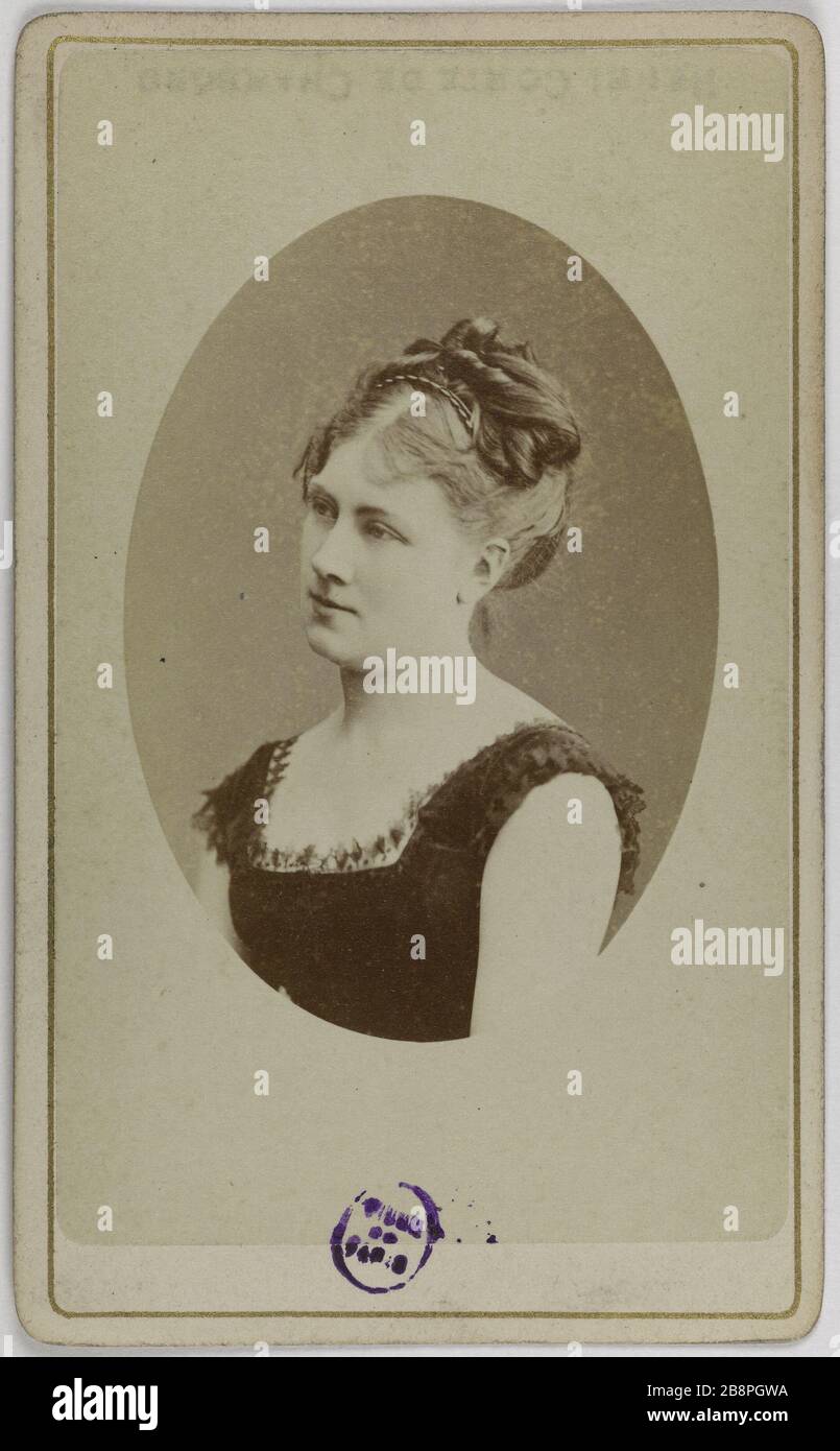 Porträt der persoon (s) Isabelle (Schauspielerin) Portrait de Isabelle persoon, actrice. Carte de visite (recto). Photographie de Bacard fils (né en 21010). Tirage sur Papier Albuminé, 1860-1890. Paris, musée Carnavalet. Stockfoto