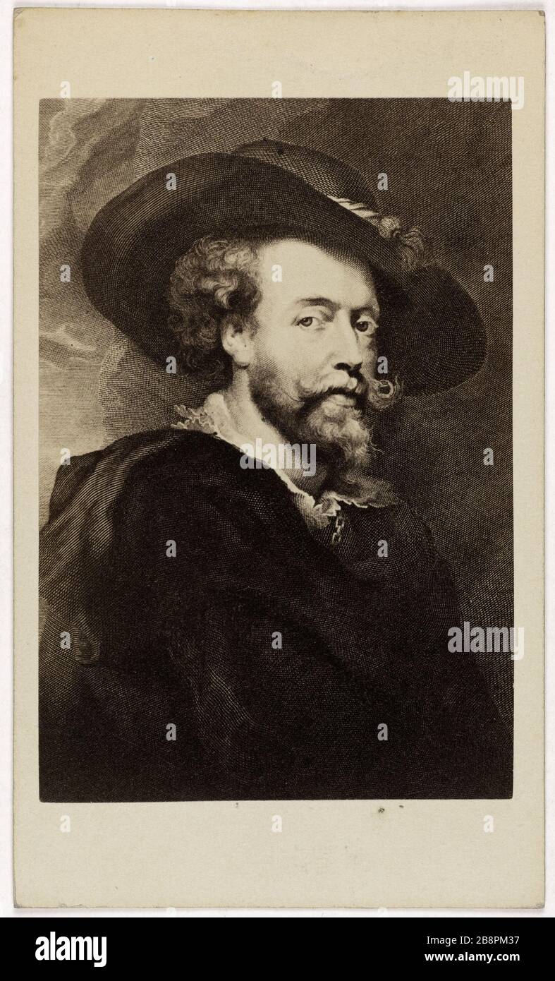 Porträt von Peter Paul Rubens, (1577-1640), (flämischer Maler) Gustav Schauer. Portrait de Pierre Paul Rubens, (1577-1640), peintre flamand. Carte de visite (recto). Tirage sur Papier Albuminé, 1860-1890. Paris, musée Carnavalet. Stockfoto