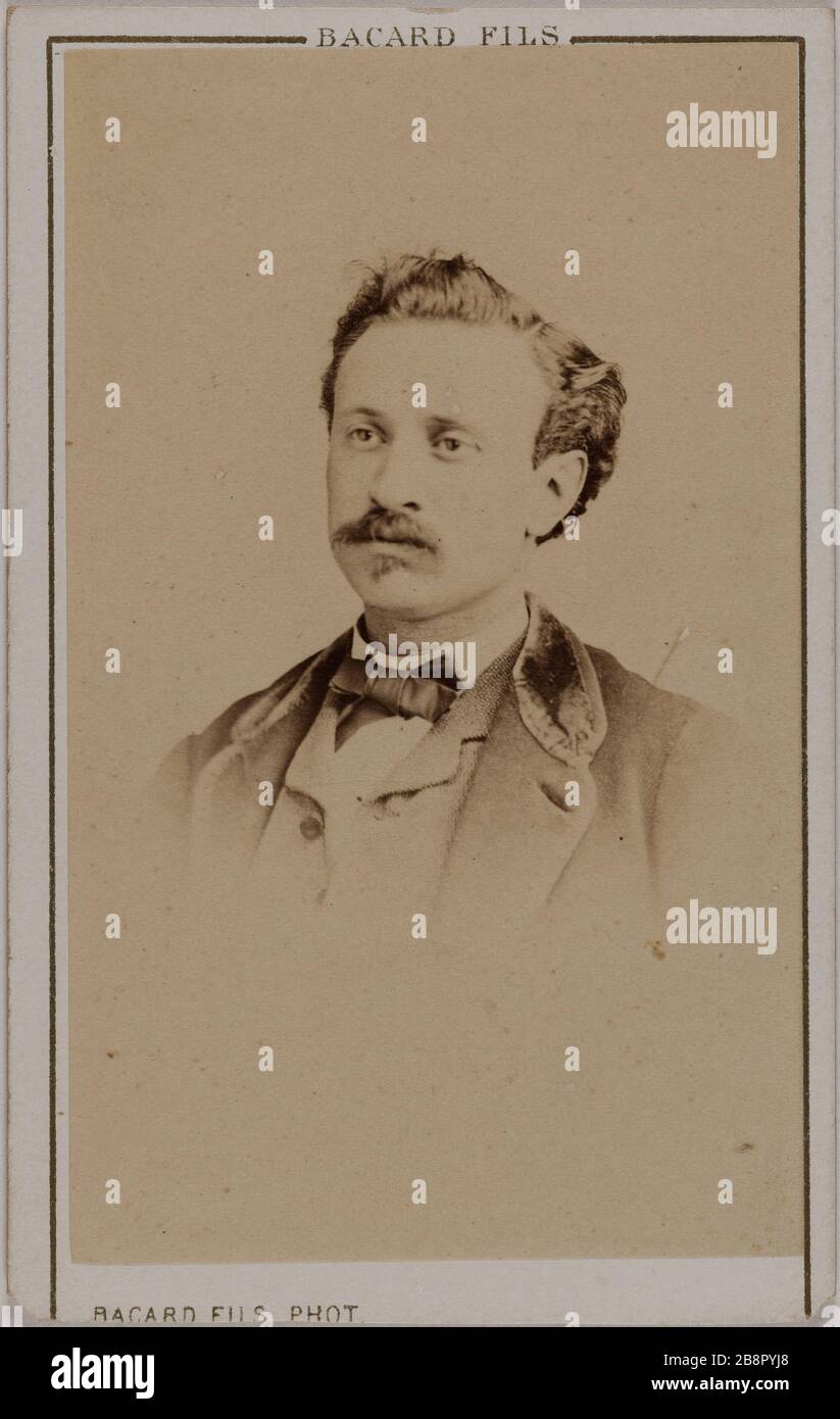 Portrait von Alfonso Assi (1841-1886), (Mitglied der Kommune) Bacard Fils (Paul Bacard, dit). Portrait d'Alphonse Assi (1841-1886), (membre de la Commune). Carte de visite (recto). Tirage sur Papier Albuminé. 1870-1890. Paris, musée Carnavalet. Stockfoto
