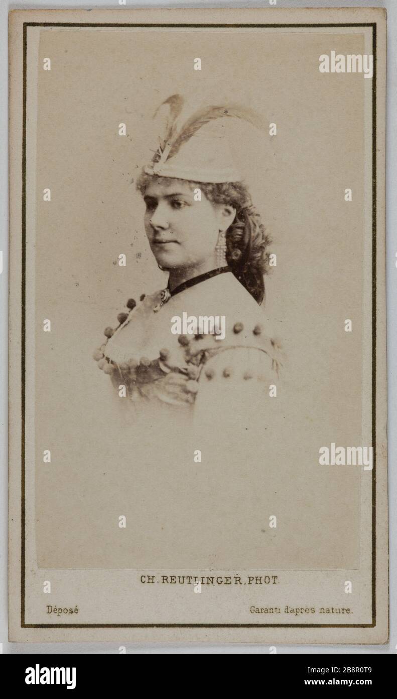 Porträt von Julia Baron (geborene Jenny Boudin), (gegen 186-1880), (Schauspielerin) Charles Reutlinger (1816-1880). Portrait de Julia Baron (geborene Jenny Boudin), (vers 1836-2), (actrice). Carte de visite (recto). Tirage sur Papier Albuminé. 1870-1890. Paris, musée Carnavalet. Stockfoto