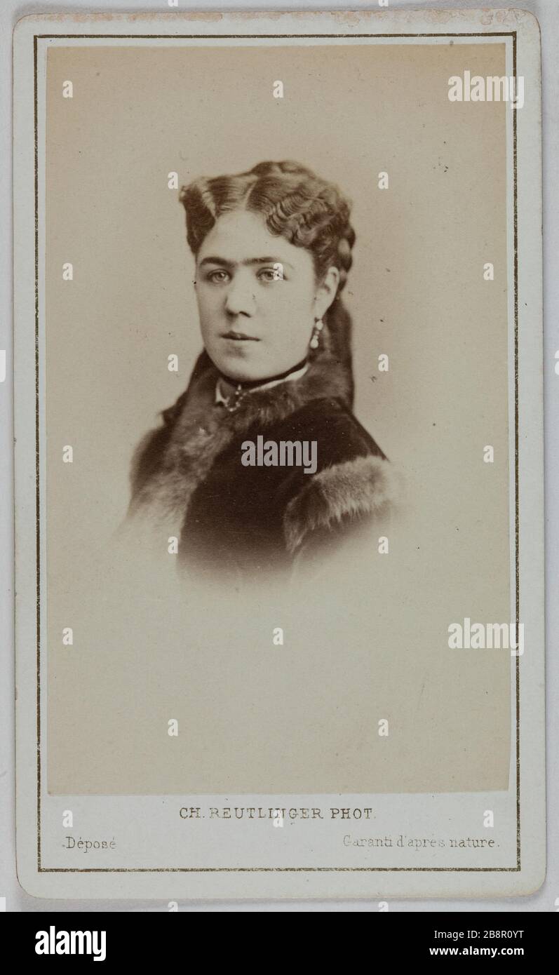 Porträt von Leonie Baron (geborene Boudin), (Schauspielerin) Charles Reutlinger (1816-1880). Portrait de Léonie Baron (née Boudin), (actrice). Carte de visite (recto). Tirage sur Papier Albuminé. 1860-1870. Paris, musée Carnavalet. Stockfoto