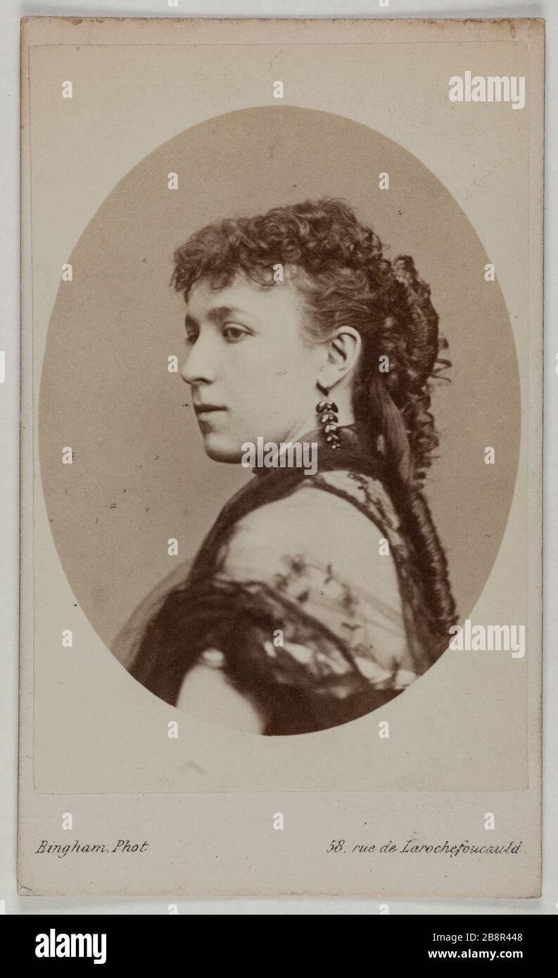 Portrait von Derasse, (Sänger) Portrait de Derasse, (Chanteuse). Photographie de Robert Jefferson Bingham (1824-1870). Carte de visite (recto). Tirage sur Papier Albuminé. 1870-1890. Paris, musée Carnavalet. Stockfoto
