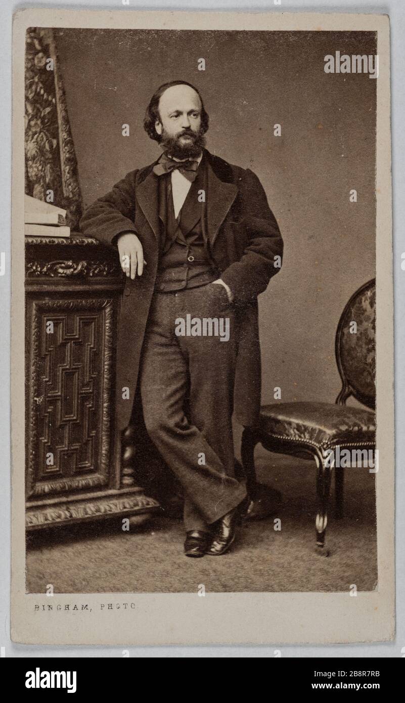 Porträt von Edouard Fournier (1819-1880), (literarisches) Porträt d'Edouard Fournier (1819-1880), littérateur. Photographie de Robert Jefferson Bingham (1824-1870). Carte de visite (recto). Tirage sur Papier Albuminé. Avant 1880-1880. Paris, musée Carnavalet. Stockfoto