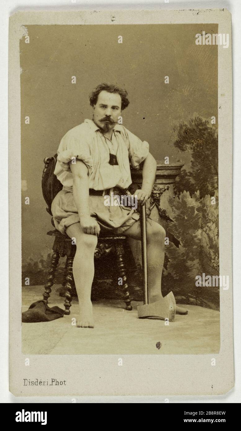 Porträt von Louis Guéymard, (1822-1880), Tenor Portrait de Louis Gueymard, (1822-1880), ténor. Carte de visite (recto).tirage sur Papier albuminé. Avant, 1880. Photographie de Disdéri. Paris, musée Carnavalet. Stockfoto