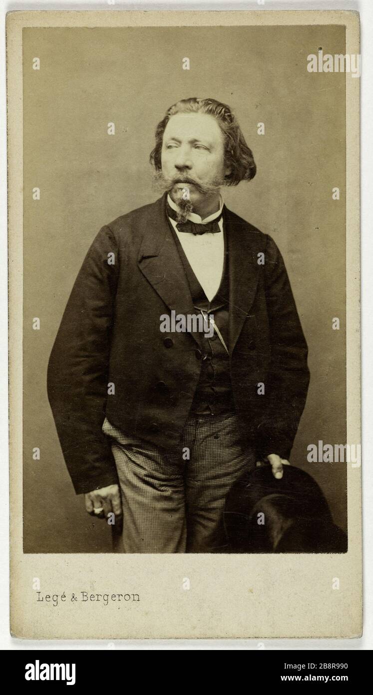 Portrait von Georges Hainl, (1807-1873), Cellist und Dirigent Portrait de Georges Hainl, (1807-1873), Violonceliste et Chef d'orchestre. Carte de visite (recto).tirage sur Papier albuminé. Entre 1860-1890. Photographie de Legé & Bergeron. Paris, musée Carnavalet. Stockfoto