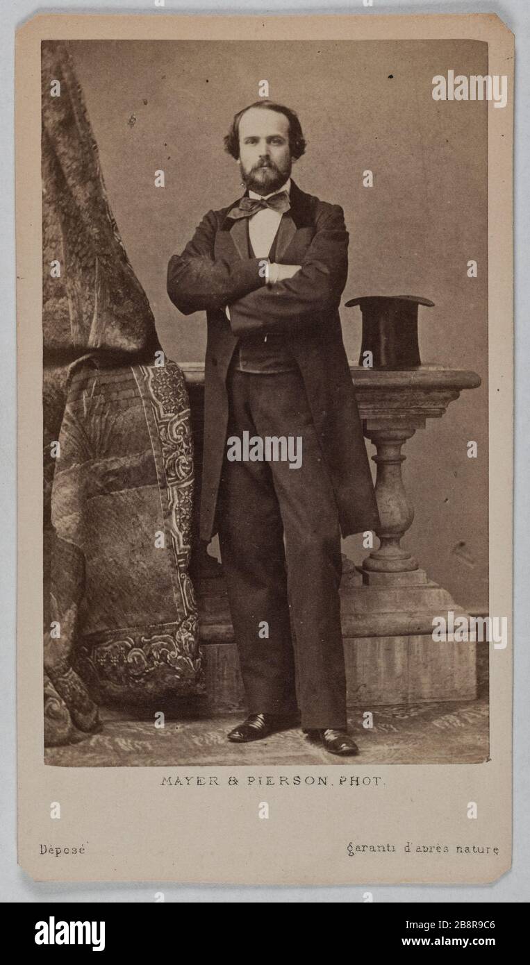 Porträt von Stalo Gardoni (1820-1882), (chanteur lyrique à l'Opera, Théâtre des Italiens) Portrait de Stalo Gardoni (1820-1882), chanteur lyrique à l'Opéra, au théâtre des Italiens. Photographie de Mayer Frères et Pierson. Carte de visite (recto). Tirage sur Papier Albuminé. Avant 1882-1882. Paris, musée Carnavalet. Stockfoto