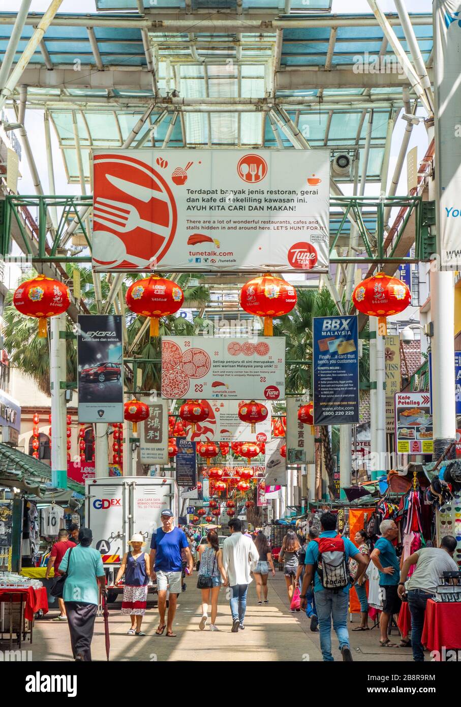 Petaling Street Markets während des Tages Chinatown Kuala Lumpur Malaysia. Stockfoto