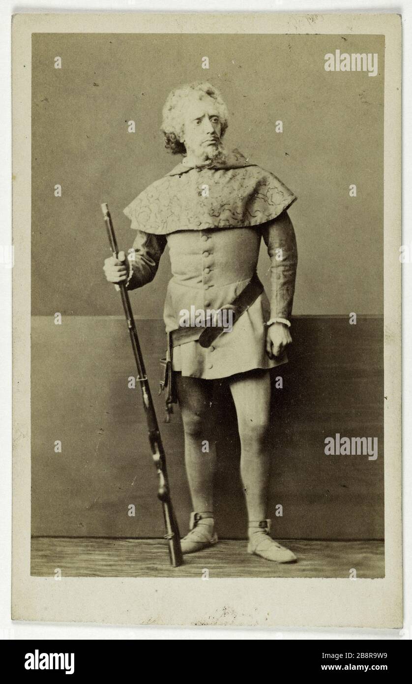 Portrait von Gourdin (Opernsänger oder Schauspieler) Portrait de Gourdin, chanteur lyrique ou acteur. Carte de visite (recto). Photographie de Robert Jefferson Bingham (1824-1870). Tirage sur Papier Albuminé. 1860-1890. Paris, musée Carnavalet. Stockfoto