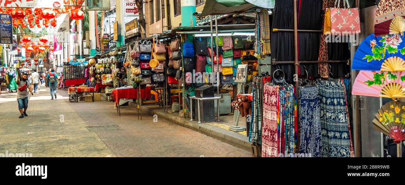 Petaling Street Markets während des Tages Chinatown Kuala Lumpur Malaysia. Stockfoto