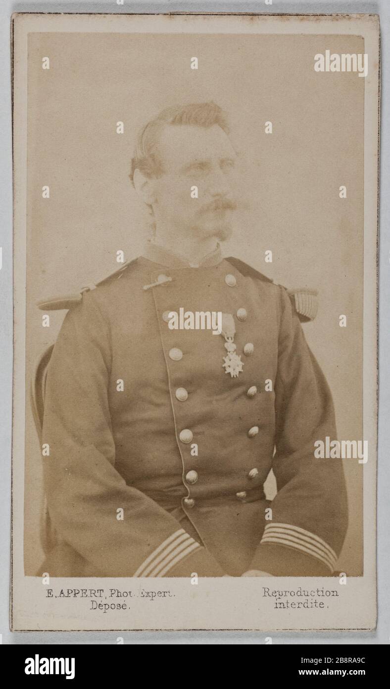Porträt von Gaveau (kommandierender Offizier, Verfasser des 8. Kriegsrates) Porträt de Gaveau (Kommandant, Beamter, Berichterstatter du 8ème conseil de guerre). Carte de visite (recto). Photographie de Ernest Charles Eugène Appert (1830-1890). Tirage sur Papier Albuminé, 1860-1890. Paris, musée Carnavalet. Stockfoto