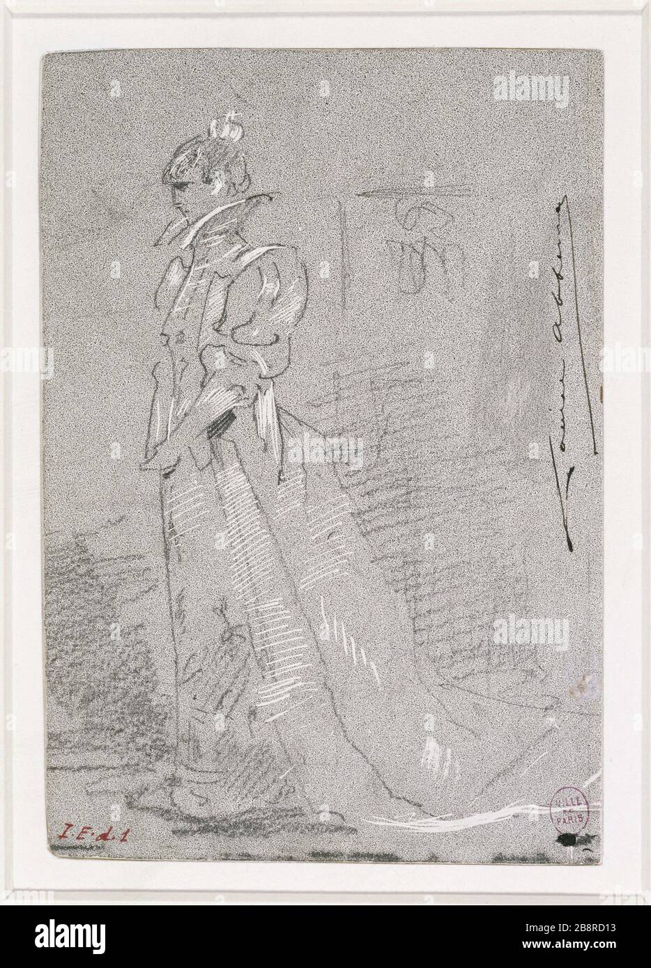 Sarah Bernhardt Louise Abbéma (1858-1927). Portrait en pied de Sarah Bernhardt (1844-1923), comédienne française. Dessin. Paris, musée Carnavalet. Stockfoto