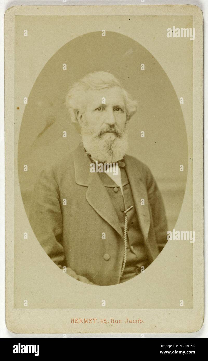 Porträt von Amedee Langlois Jerome (1819-1902), (Marine, Oberst der Nationalgarde, Politiker) Portrait de Langlois Amédée Jérôme, (1819-1902), marin, Colonel de la Garde Nationale, homme politique. Carte de visite. Entre 1860 et 1890. Photograhie d'Hermet. Paris, musée Carnavalet. Stockfoto