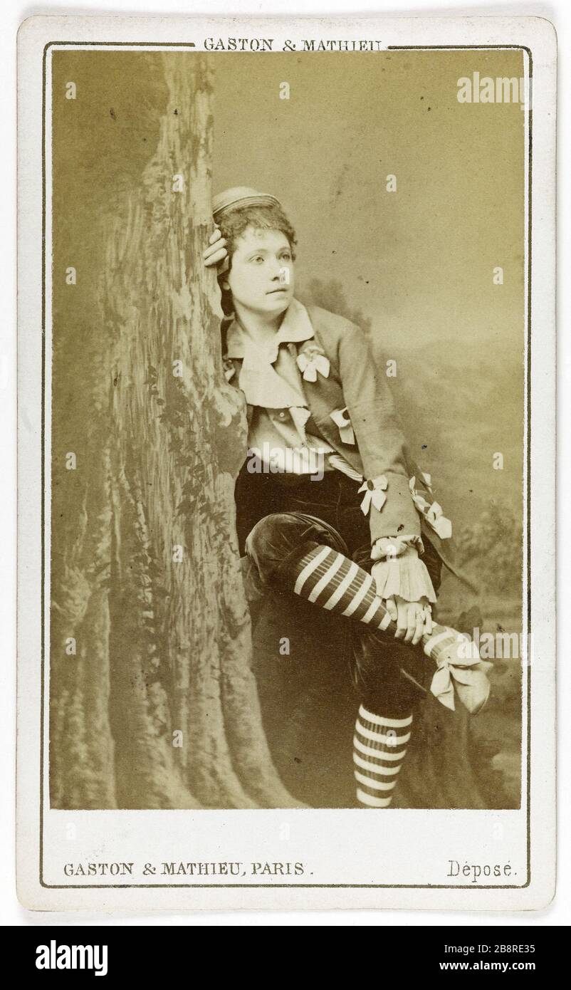 Porträt von Maris Schauspielerin Menüs Plaisirs Theater. Gaston, Mathieu & Cie. Portrait de Maris, actrice au Théâtre des Menus-Plaisirs. Carte de visite (recto). Tirage sur Papier Albuminé. 1860-1890. Paris, musée Carnavalet. Stockfoto