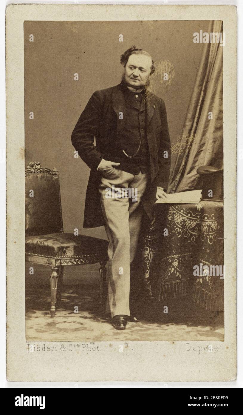 Porträt von Karl dem 1. Emile Maupas (1818-1888), Regisseur und Politiker. Disderi & Cie. Portrait de Karl der lange Emile de Maupas (1818-1888), administrateur et homme politique. Carte de visite (recto). Tirage sur Papier Albuminé. 1860-1890. Paris, musée Carnavalet. Stockfoto