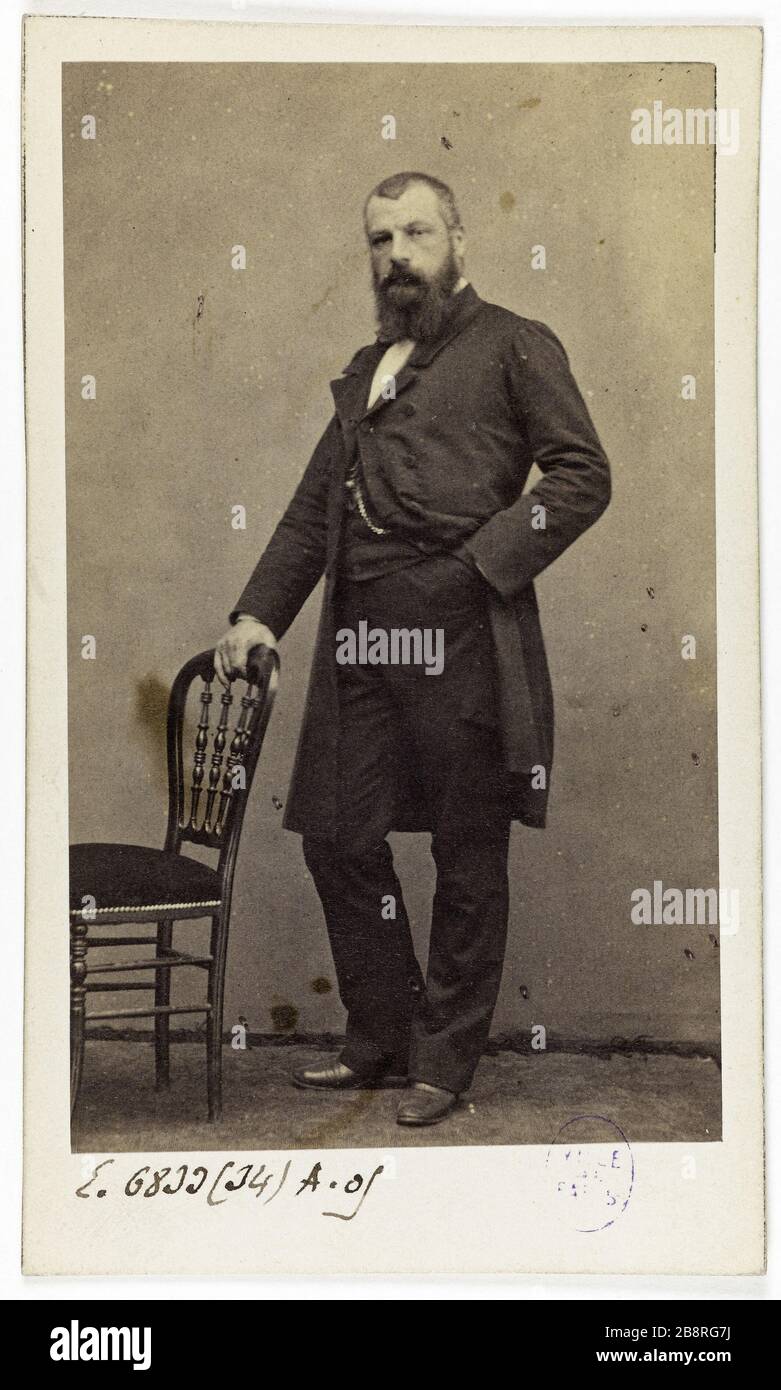 Porträt von Edmond (1820-1882), Komponist und Lehrer. Pierre Petit & Trinquart. Portrait d'Edmond Membrée (1820-1882), compositeur et professeur. Carte de visite (recto). Tirage sur Papier Albuminé. 1860-1890. Paris, musée Carnavalet. Stockfoto