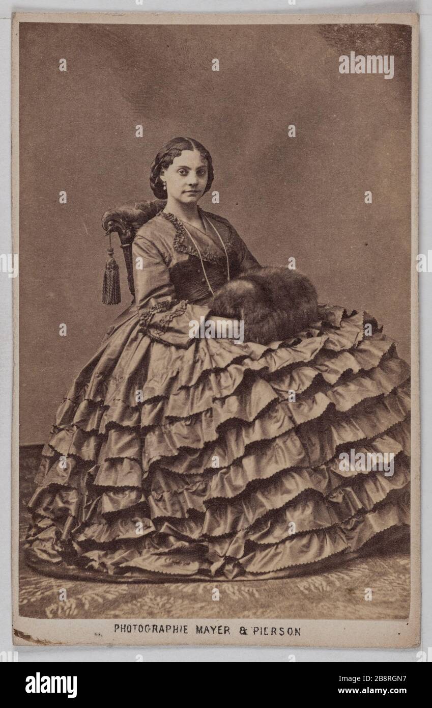 Porträt von Maria (Schauspielerin) Porträt de Maria, actrice. Carte de visite (recto). Photographie de Mayer Frères et Pierson. Tirage sur Papier Albuminé. 1860-1890. Paris, musée Carnavalet. Stockfoto