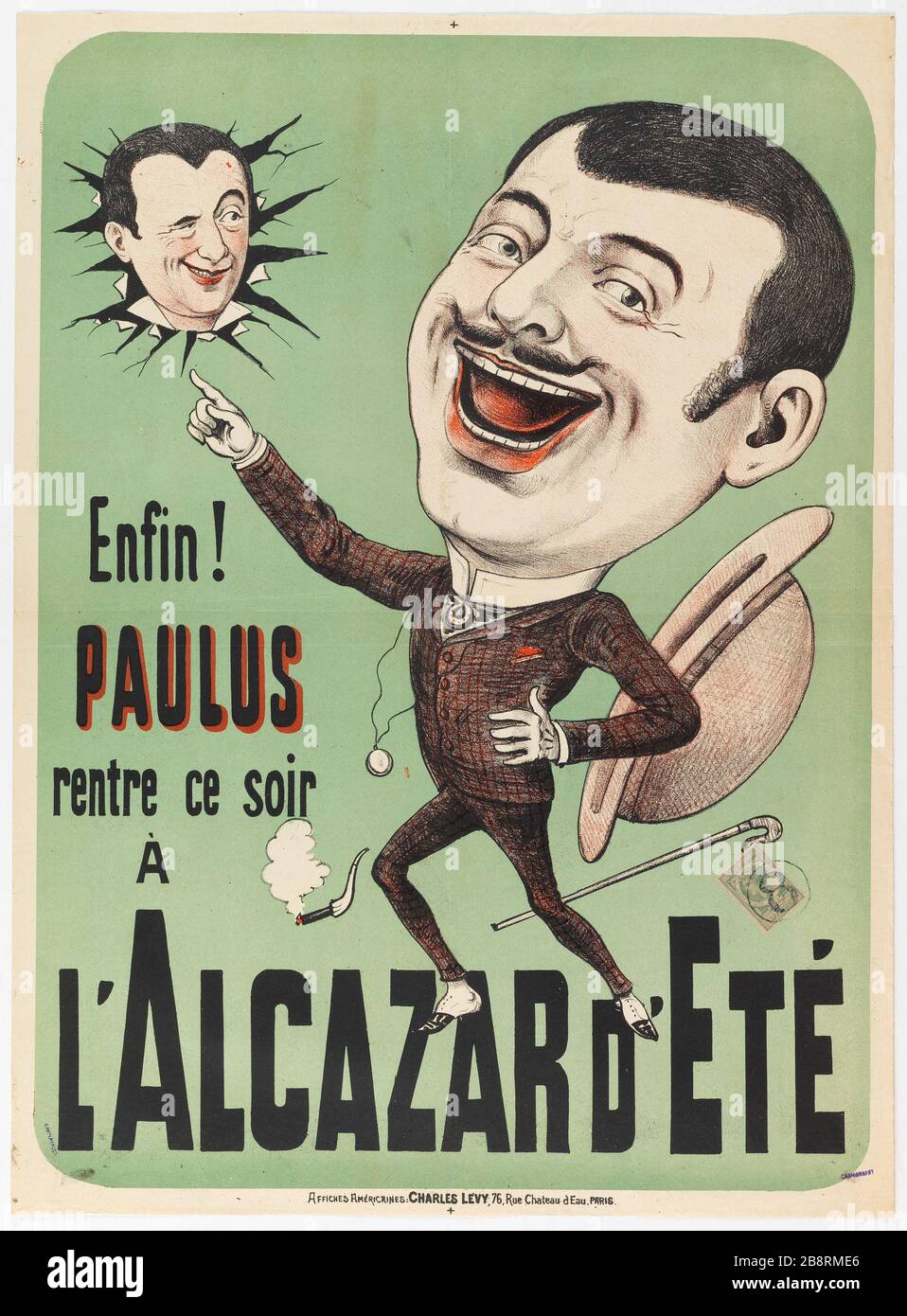 Endlich! PAULUS zurück heute Abend DIE ALCAZAR-SOMMER-Anonyme. "Enfin! PAULUS rentre ce soir A L'ALCAZAR D'ETE'. Lithographie couleur. Entre -182 et 1888-8. Paris, musée Carnavalet. Stockfoto