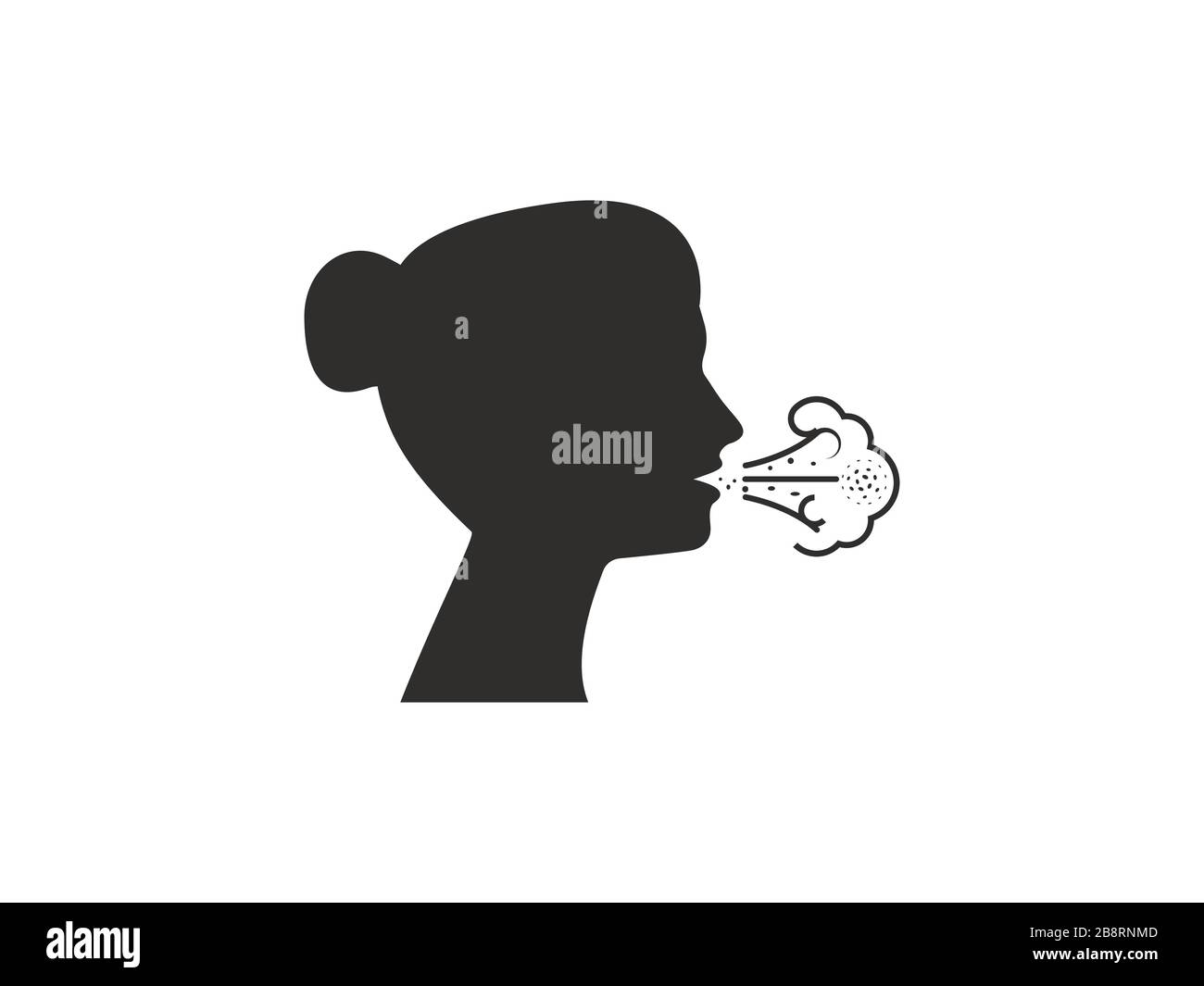 Husten, Grippesymbol. Vektorgrafiken, flaches Design. Stock Vektor