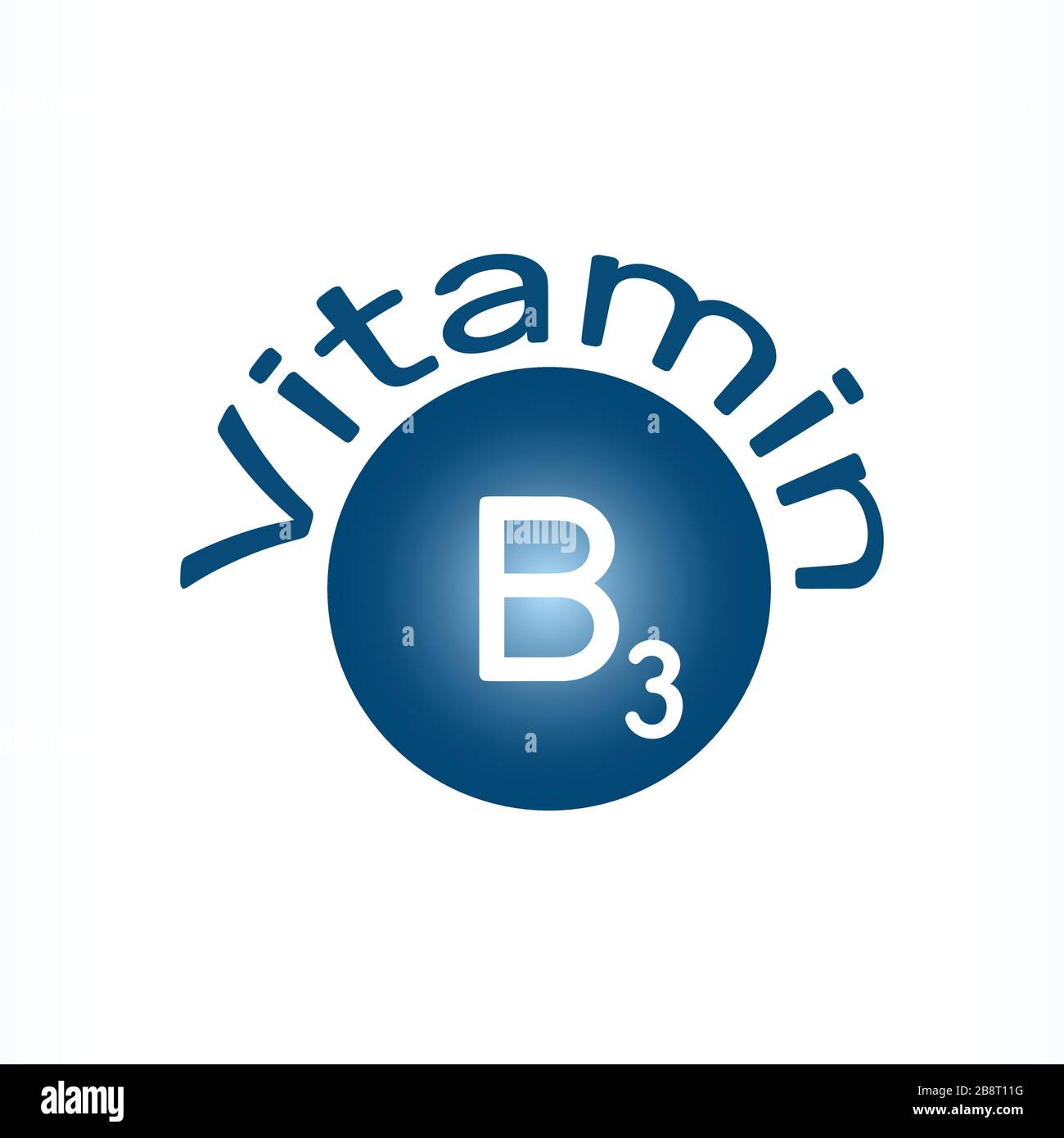 Vitamin B3. Vektorsymbol. Der VitaminB3Komplex umfasst drei Formen