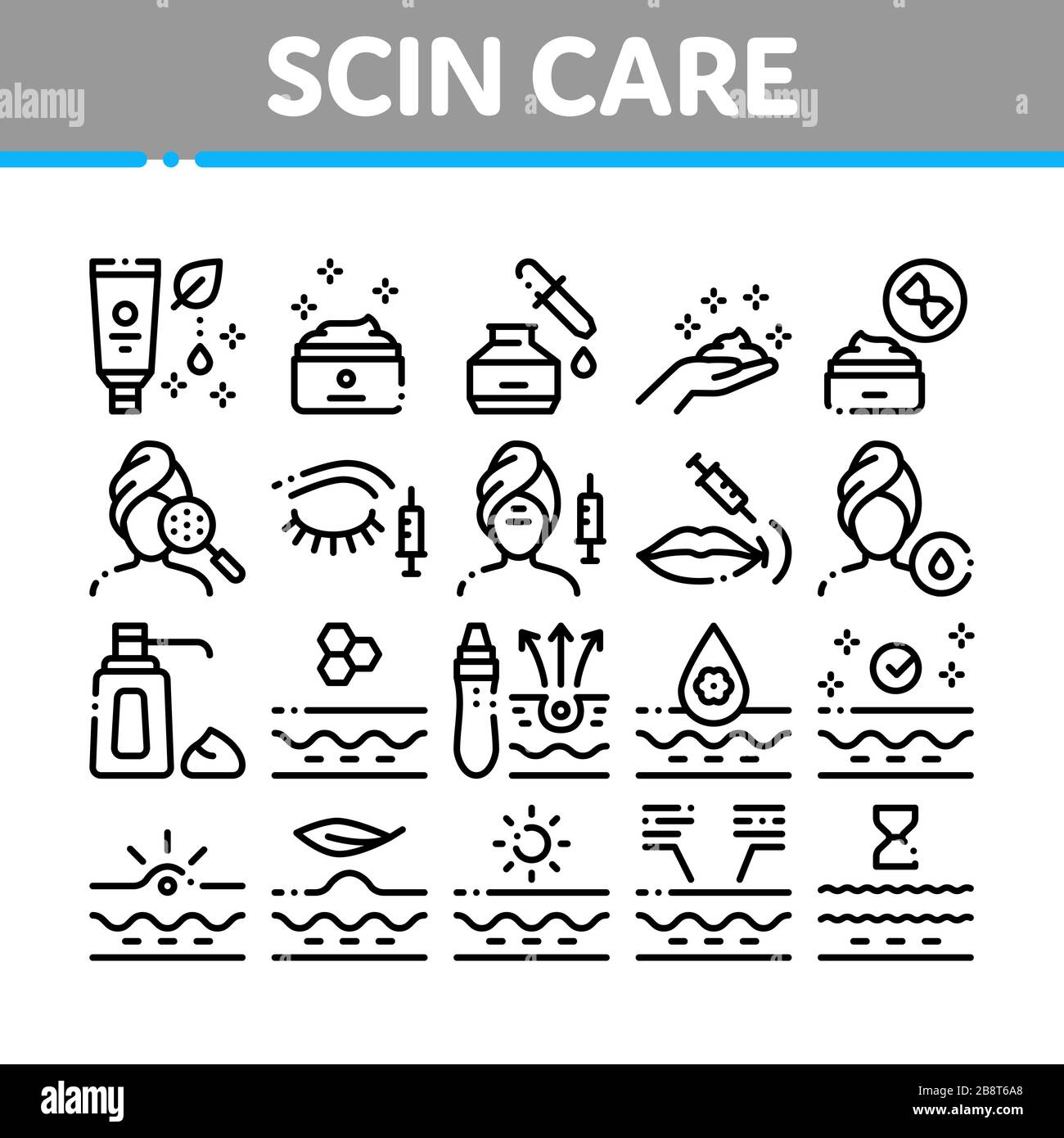 Symbole Für Die Kosmetische Sammlung Der Hautpflege Setzen Vektor Stock Vektor