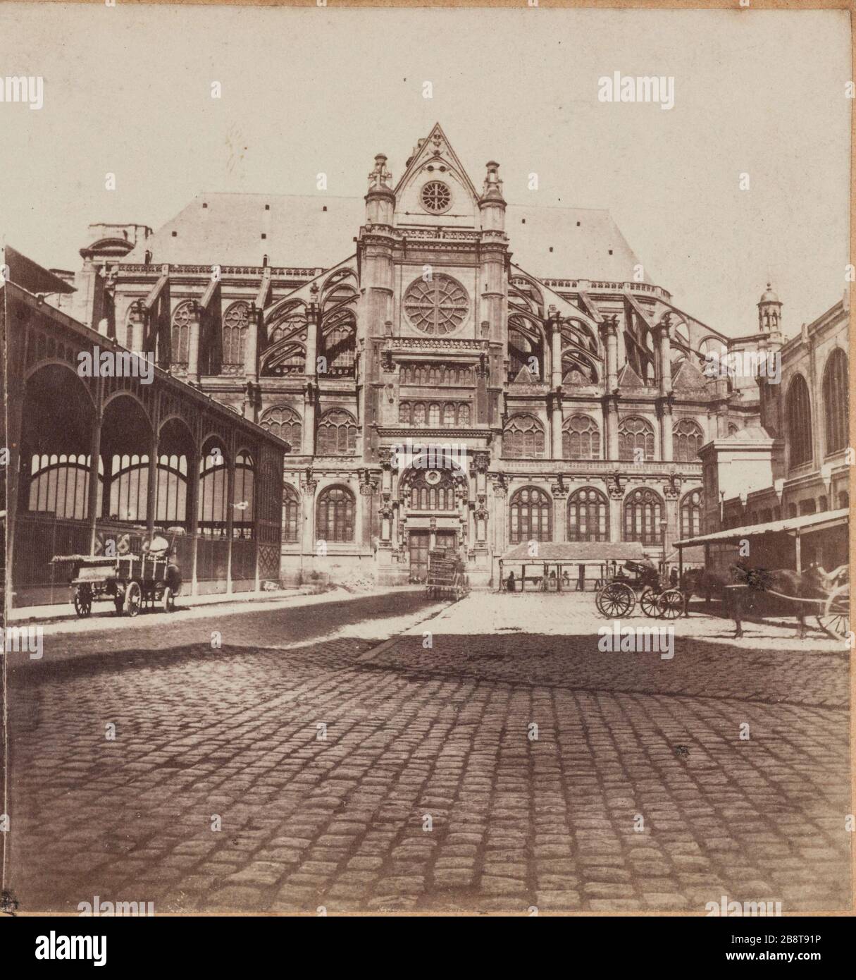 Eglise Saint-Eustache. Blick rechts "Eglise Saint-Eustache. Vue droite". Vue stéréoscopique, Papier Albuminé. Paris (Ier arr.), 1850-1900. Photographie anonyme. Paris, musée Carnavalet. Stockfoto