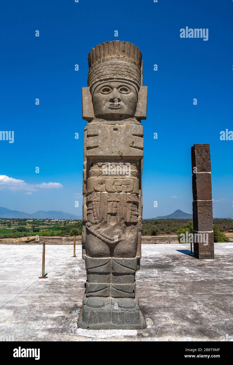 Toltec Warriors oder Atlantes Säulen in der Pyramide von Quetzalcoatl in Tula, Mexiko Stockfoto