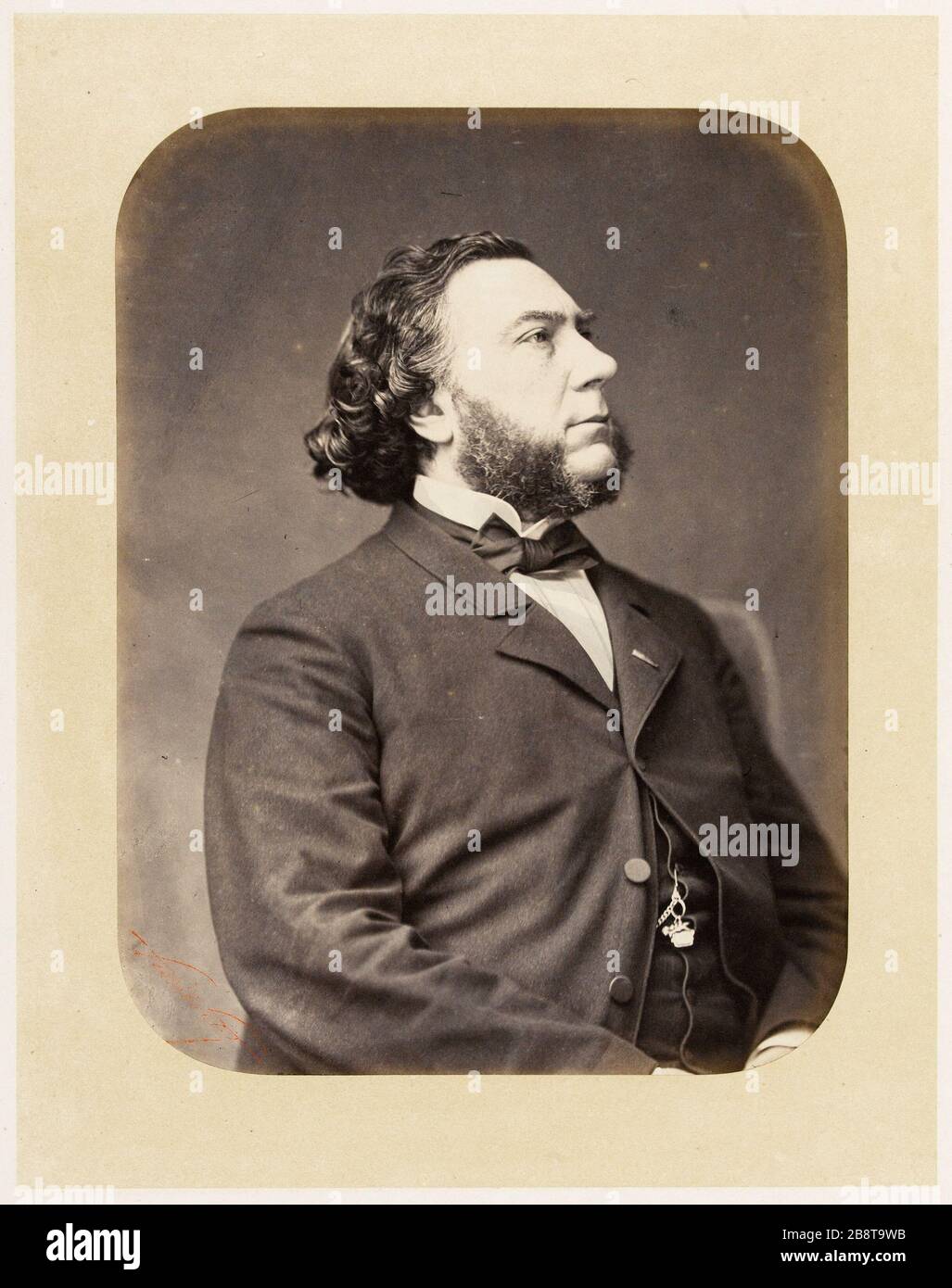 Album der Mitglieder des Gemeinderats der Stadt Paris und der Seine-Abteilungs-Kommission. Humphrey (Jean Baptiste Louis Crampel) Album des membres du Conseil Municipal de la ville de Paris et Commission départementale de la seine. "Jean Baptiste Louis Crampel Onfroy". Photographie de Pierre Petit (1831-1909). Papier salé viré à l'Or. 1864. Paris, musée Carnavalet. Stockfoto