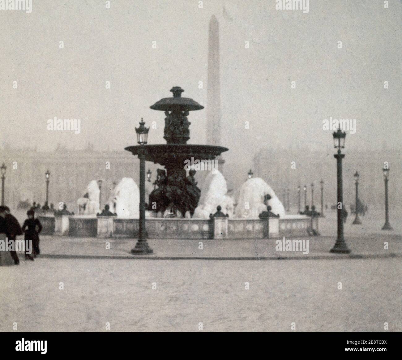 PLACE de la CONCORDE Place de la Concorde. Paris (VIIIème arr.), hiver 1890-1899. Paris, musée Carnavalet. Stockfoto