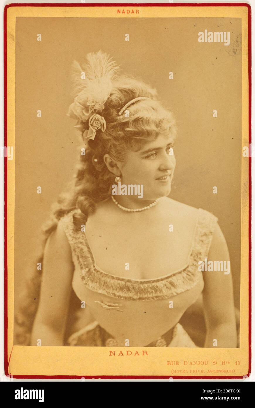 Porträt von Angela, Albert Lambert Frau, Schauspielerin Atelier Nadar. 'Portrait d'Angèle, épouse Albert Lambert, actrice'. Tirage sur Papier albuminé. Entre 1875-et 1890. Paris, musée Carnavalet. Stockfoto