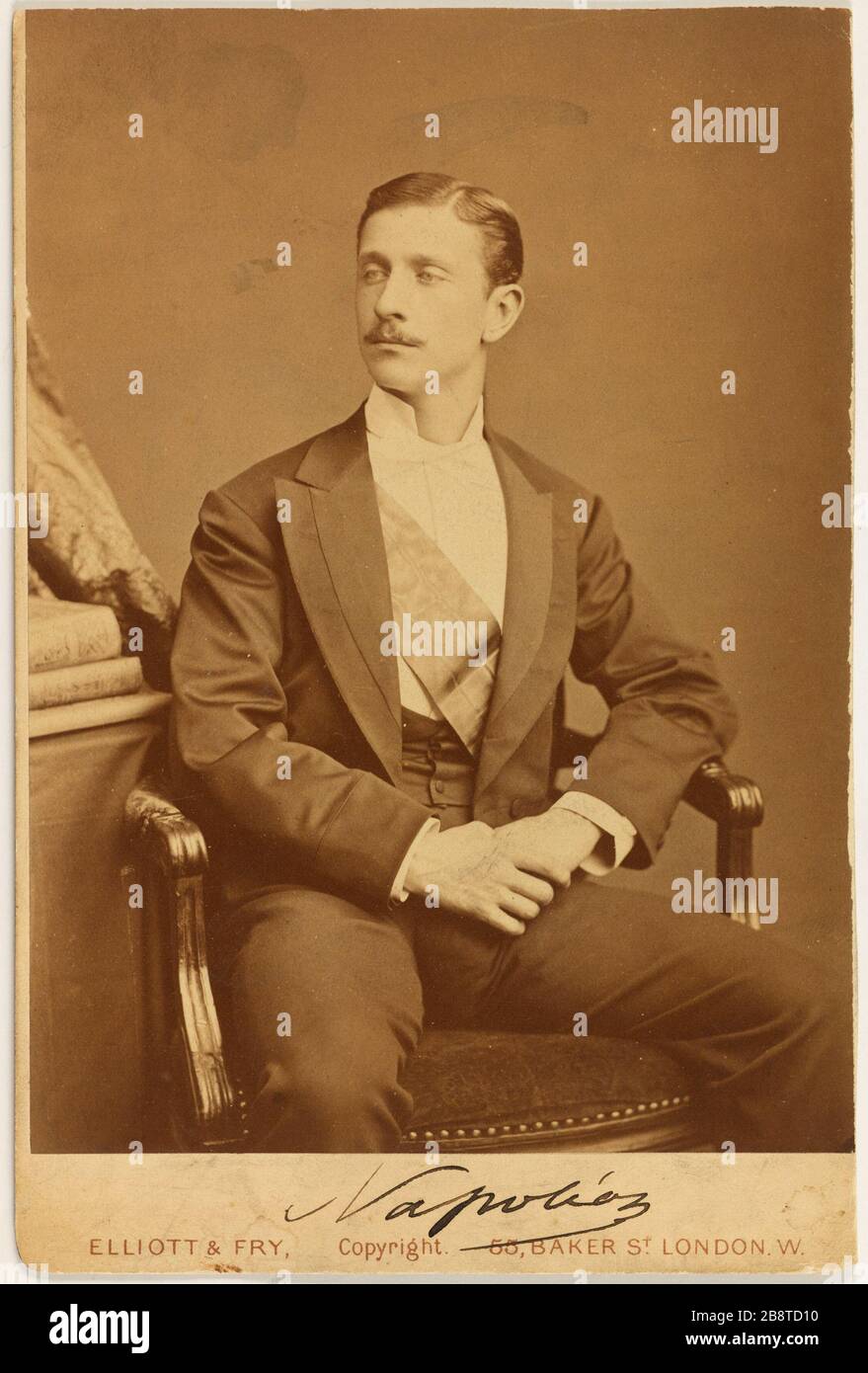 Porträt von Bonaparte (Eugene Louis Jean Joseph), 1856-1879, Crown Prince Elliott & Fry. "Portrait de Bonaparte (Eugène, Louis, Jean, Joseph), 1856-1879, Fürst impérial". Tirage sur Papier Albuminé. Paris, musée Carnavalet. Stockfoto