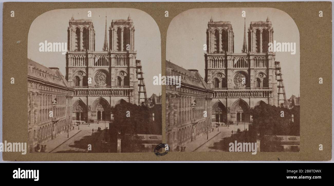 Kathedrale Notre-Dame, 4. Bezirk, Paris Cathédrale Notre-Dame, Paris (IVème arr.) . Photographie d'Hippolyte Jouvin. Papieralbuminé. 1860. Paris, musée Carnavalet. Stockfoto