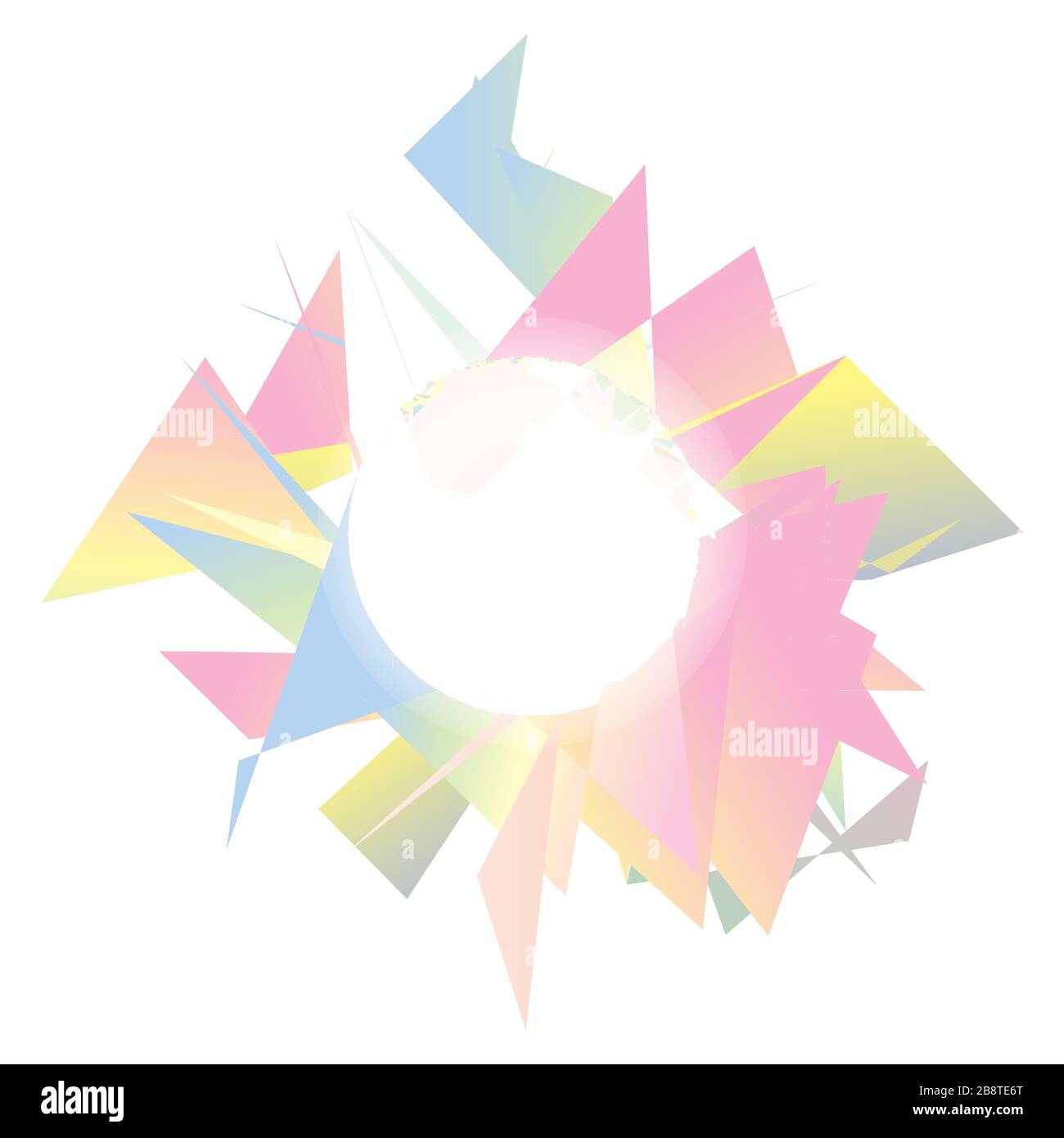 Farbenfroher Gradient polygonale Flecken auf weißem Hintergrund. Rahmen für zerbrochene Glasstücke Stock Vektor