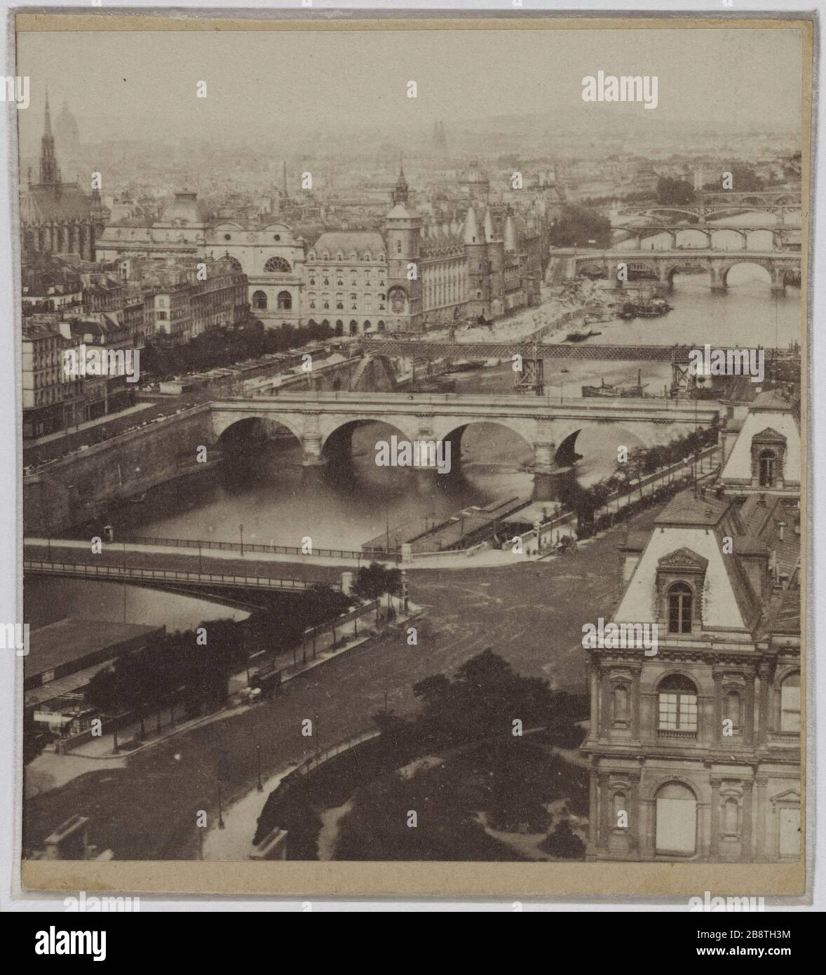 Panorama von Paris von der Kirche Saint-Gervais, 4. Bezirk, Paris. Panorama de Paris pris de l'église Saint-Gervais, Paris (IVème arr.). Photographie anonyme. Vue einzigartige tirée sur Papier Albuminé. Entre 1858 und 1859. Paris, musée Carnavalet. Stockfoto