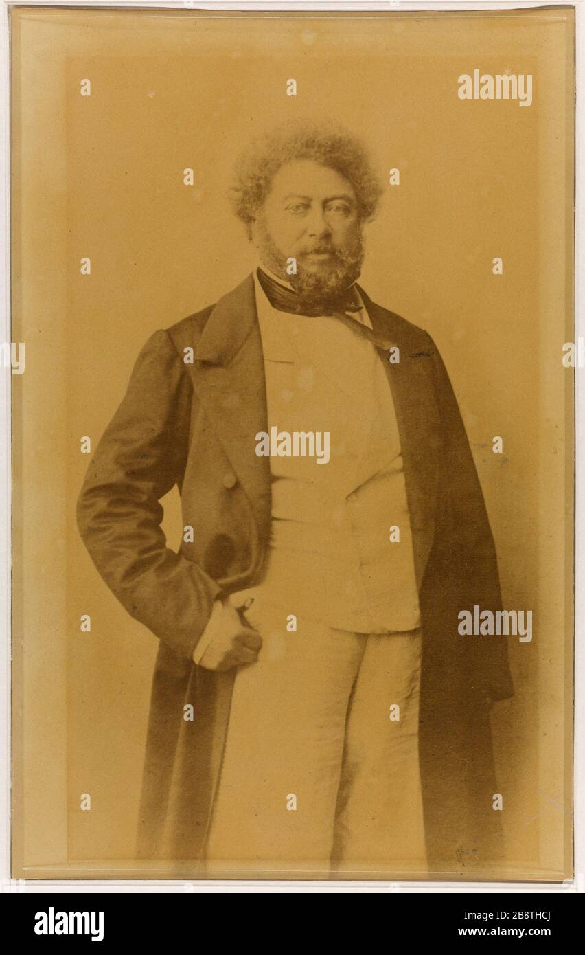 Porträt von Alexandre Davy de La Pailleterie sagte Dumas (1802-1870), Schriftsteller. Photographie d'Henri Gray (1858-1924). Portrait d'Alexandre Davy de La Pailleterie dit Dumas père (1802-1870), écrivain. Papier albuminé contrecollé sur un carton crème. Entre 1802 und 1870. Paris, musée Carnavalet. Stockfoto