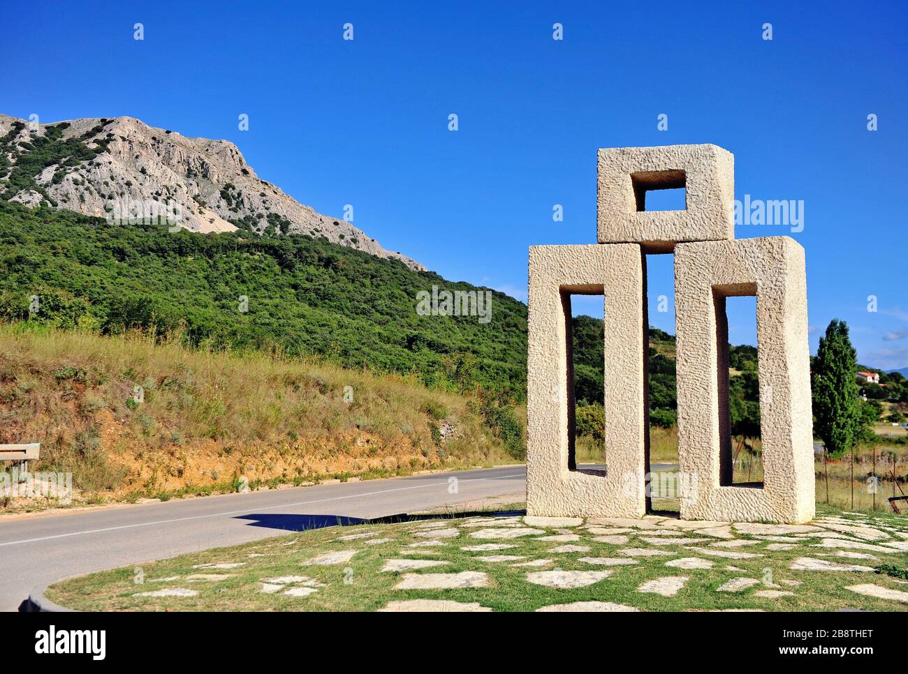 Denkmal für glagolitische Briefe auf der Insel Krk, Kroatien Stockfoto