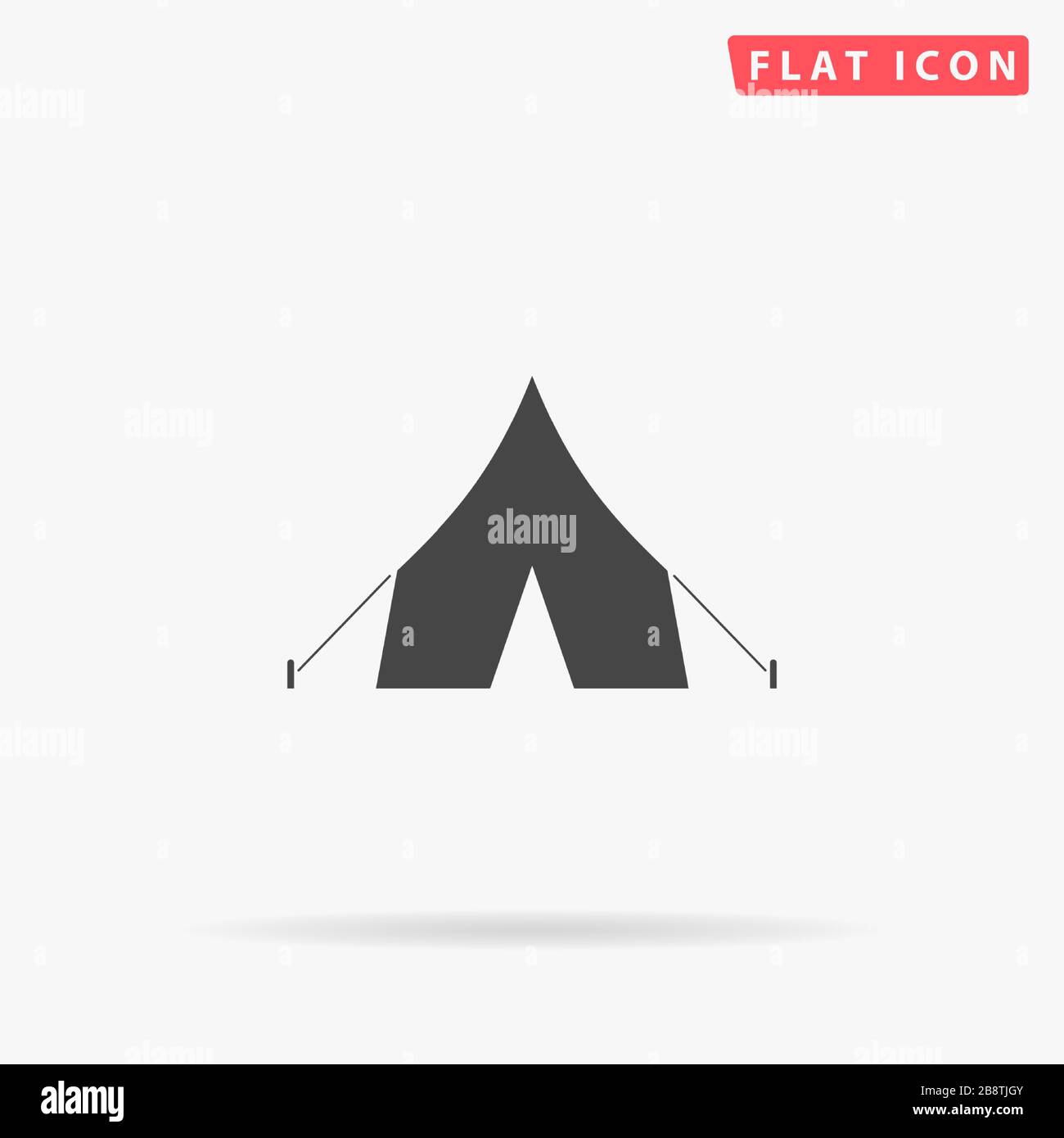 Camping Touristenzelt Flat Vector Icon. Glyph-Style-Zeichen. Einfaches, handgezeichnetes Symbol für Konzeptinformationen, Designs, UI und UX, Stock Vektor